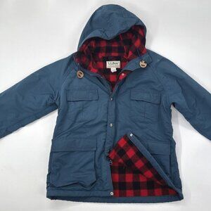 Vintage LL Bean Baxter State Parka Womens Large Hooded Coat Wool Blanket Lined